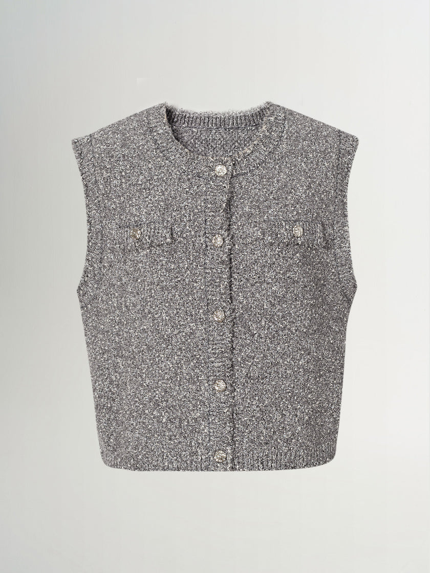 Tweed sleeveless vest