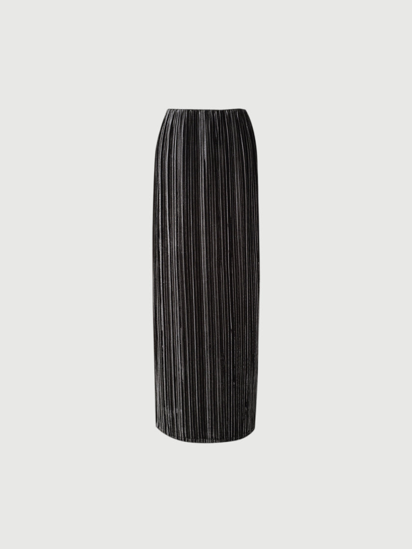 Jupe longue en chenille lisse gris foncé