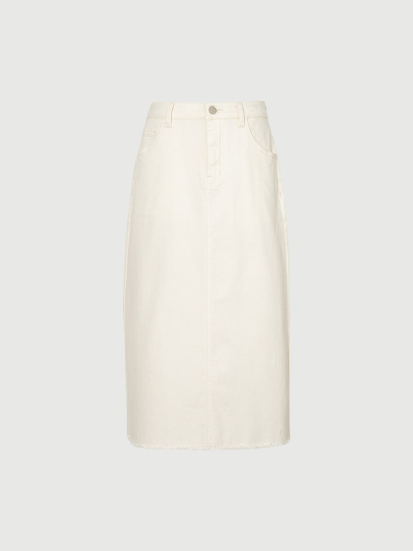 Women's Off-White Straight Fit Skirt