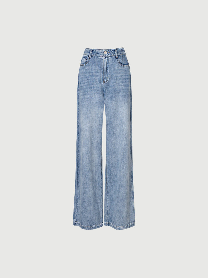 Straight blue denim cotton jeans