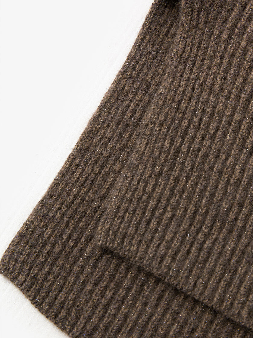 Brown wool sweater with high neck