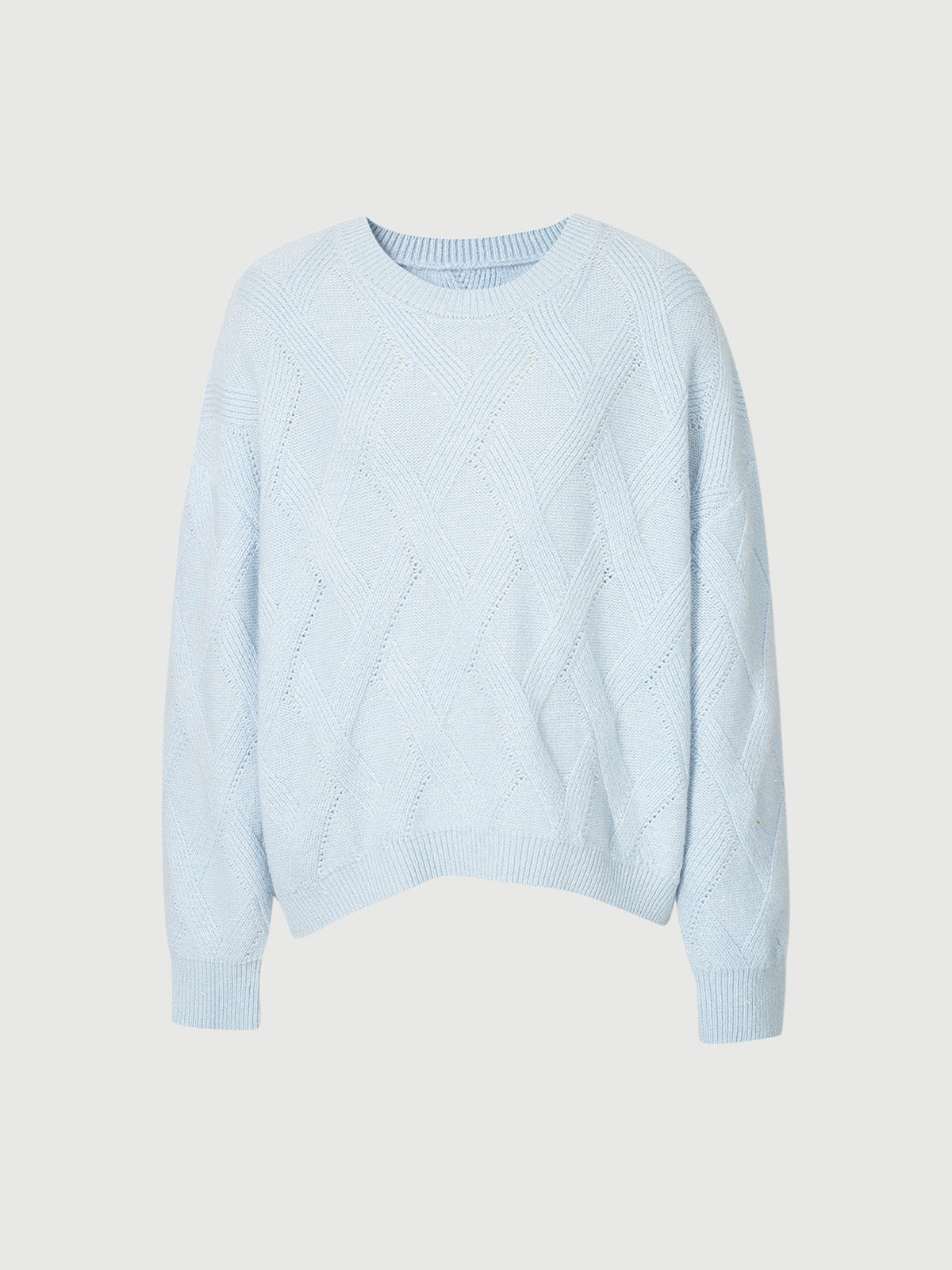Pull en laine à col rond bleu clair à manches longue