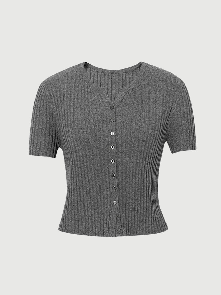 T-shirt gris tricoté