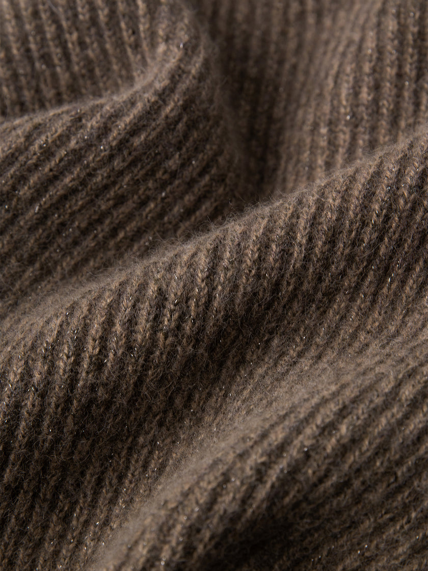 Brown wool sweater with high neck