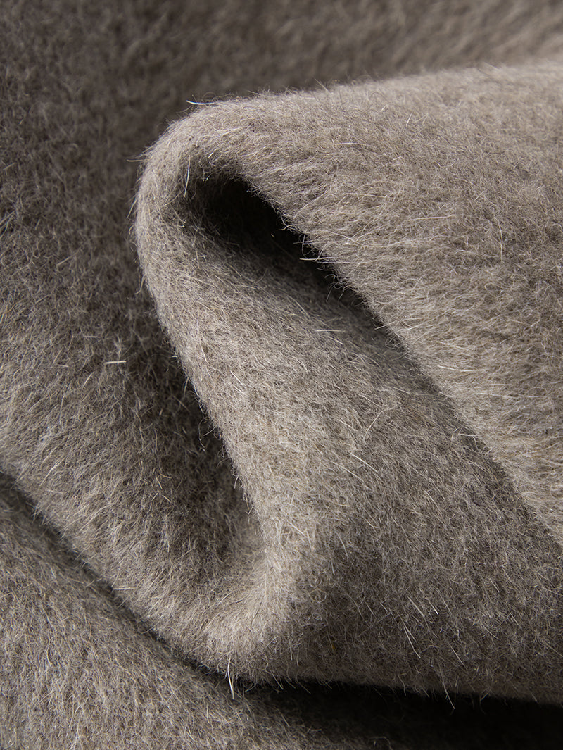 Grey sheepskin and alpaca wool coat