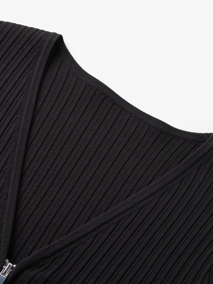 Black zipped knit jacket
