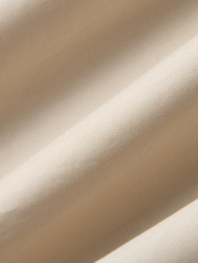 Women's Light Beige Stylish Stand Collar H Shape 100% Cotton Dress