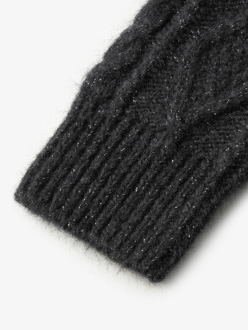Long black alpaca wool cardigan