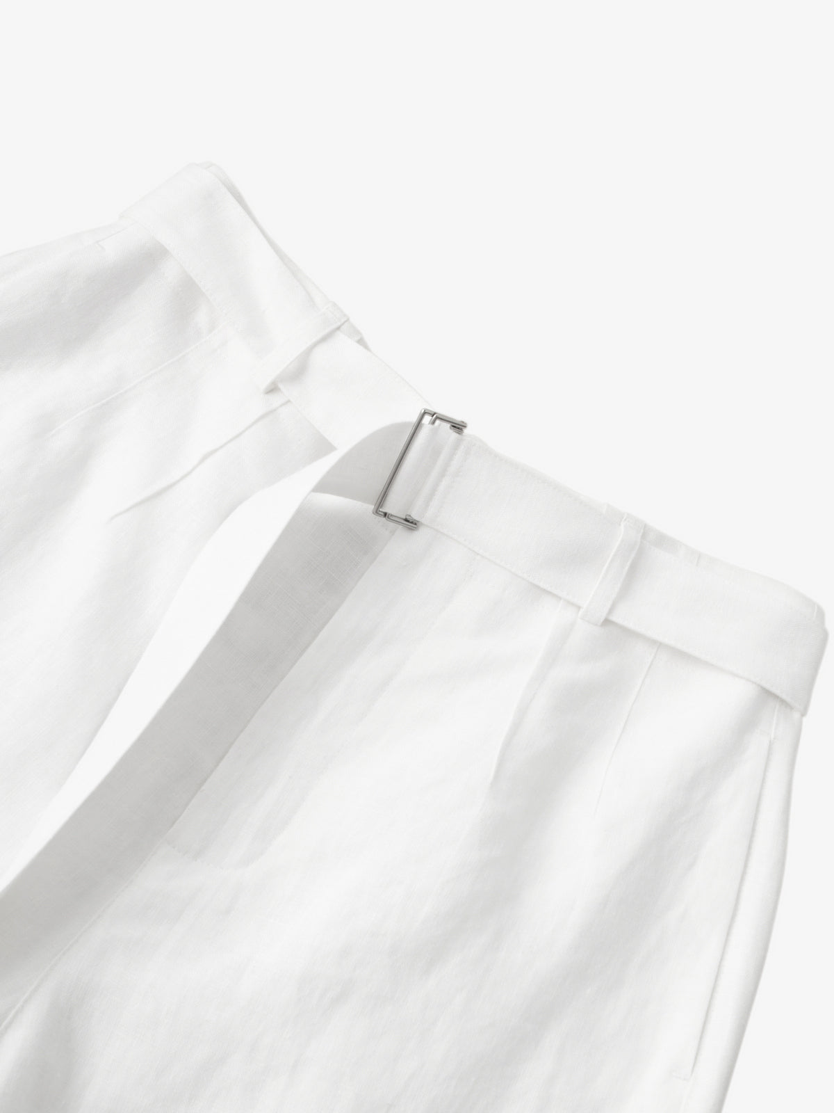White linen shorts