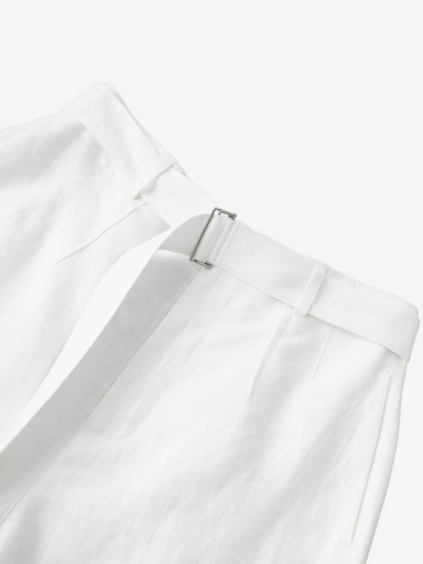 White linen shorts