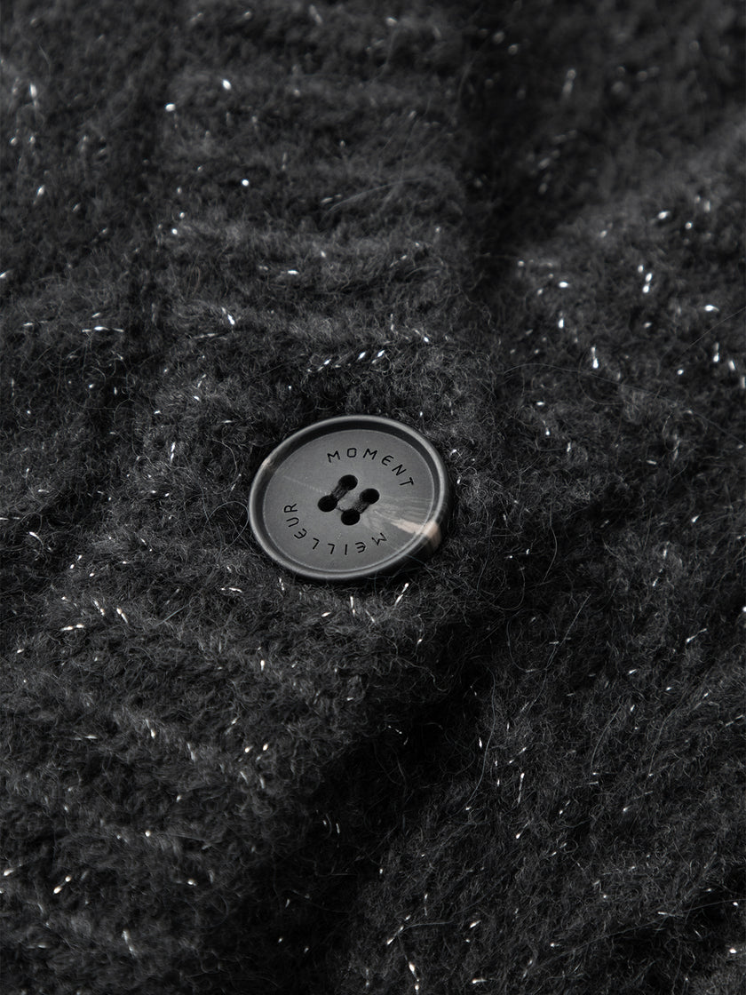 Long black alpaca wool cardigan