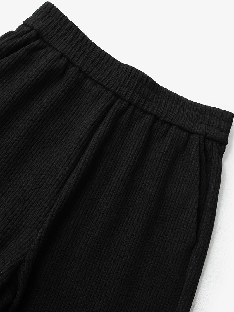 Black corduroy straight pants