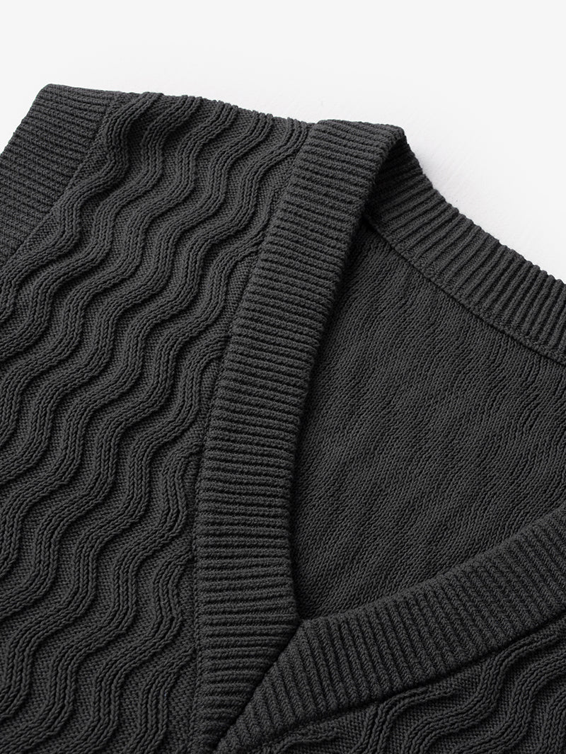 Dark gray V-neck knitted vest