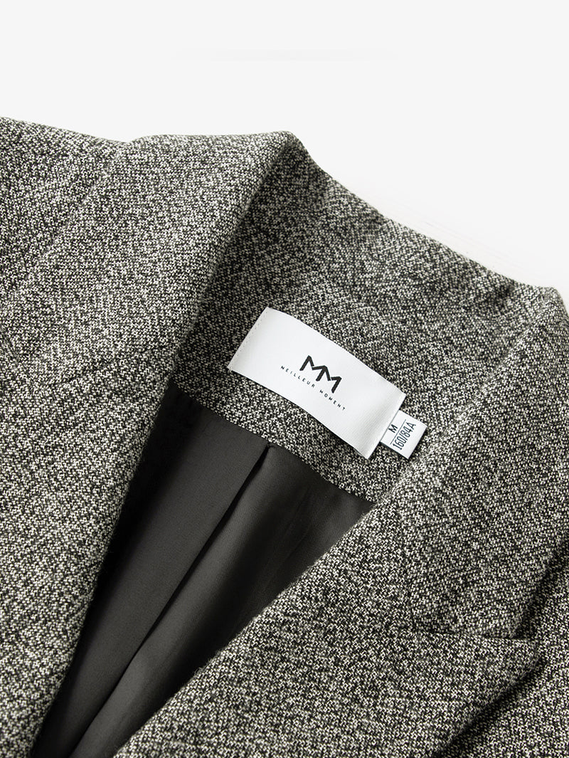 Women's Gray Peak Lapel Single Breasted Blazer