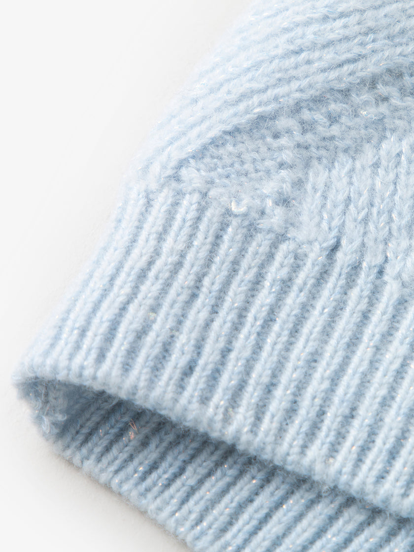 Pull en laine à col rond bleu clair à manches longue