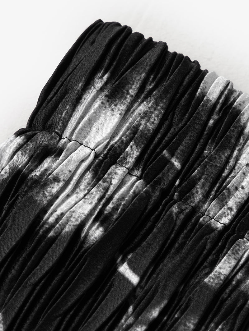 Black pleated mid-length skirt