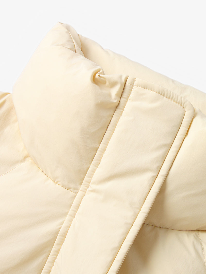 Women's Light Yellow Stand Collar Goose Puffer Jacket