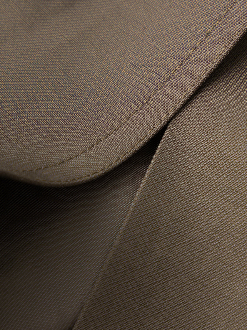 Smooth brown lapel collar trench coat