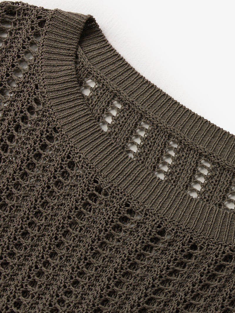 Women's brown ribbed knitted crew neck sweater,