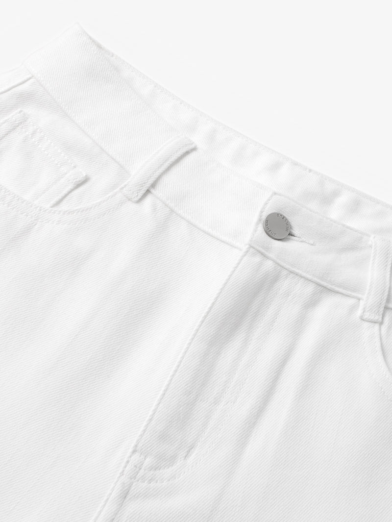 White cotton wide leg denim jeans