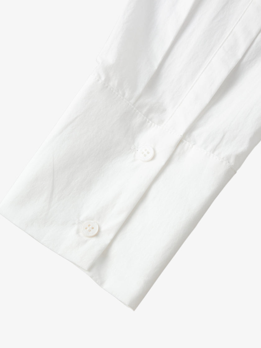 Long-sleeved shirt with pointed collar - white