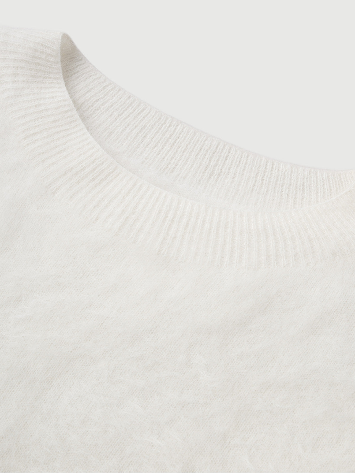 Women's White Casual Round Neck Cashmere Sweater