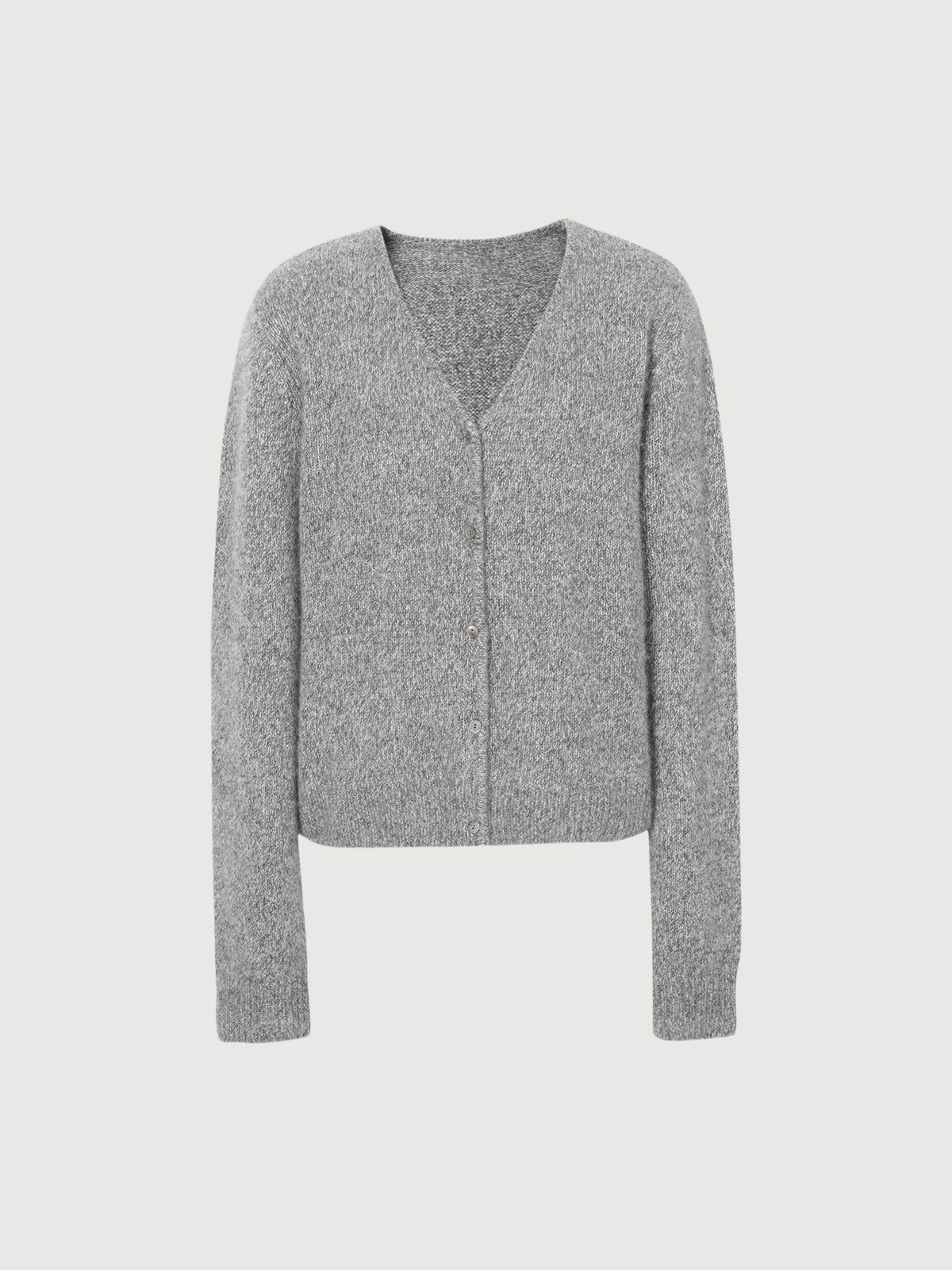 Cardigan gris à col en V et boutons en cachemire