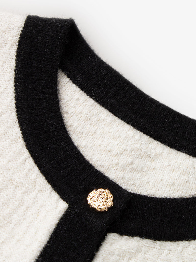 Women's Round Neck Wool Knit Cardigan