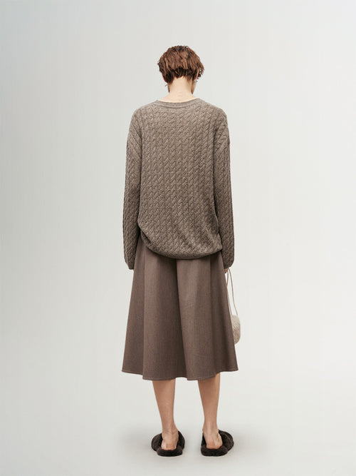 Load image 1 in gallery view. Brown knitted cashmere sweater
