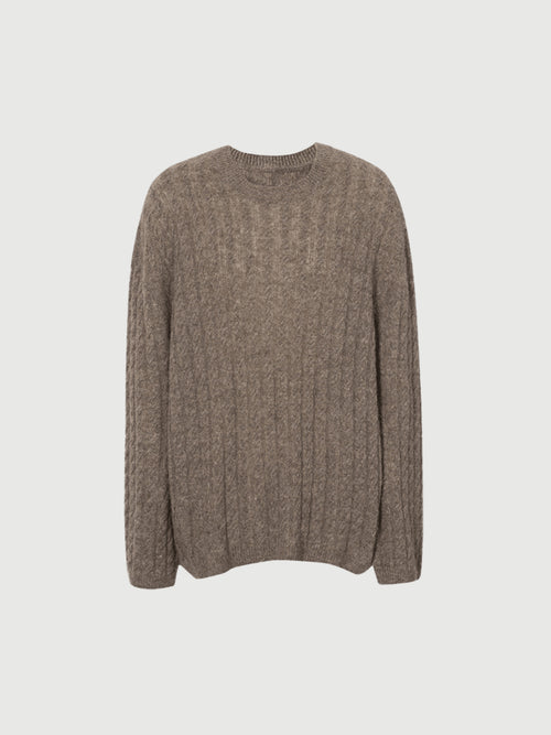 Load image 1 in gallery view. Brown knitted cashmere sweater