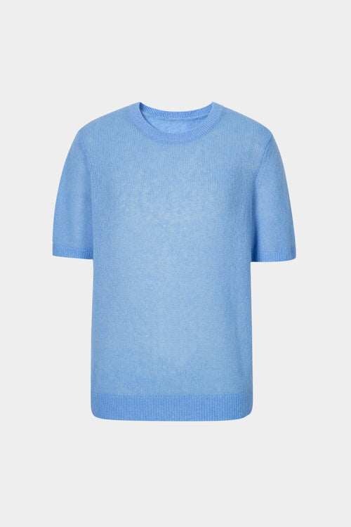Load image 1 in gallery view. Lightweight Cashmere-Silk Short-Sleeve Sweater