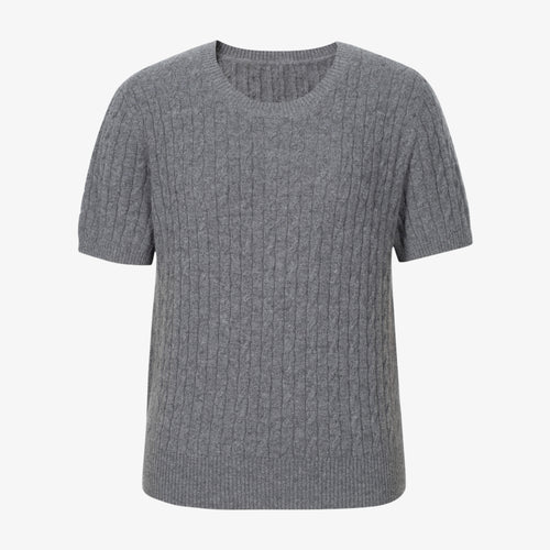 Load image 1 in gallery view. Crew Neck Short Sleeve Knit Sweater