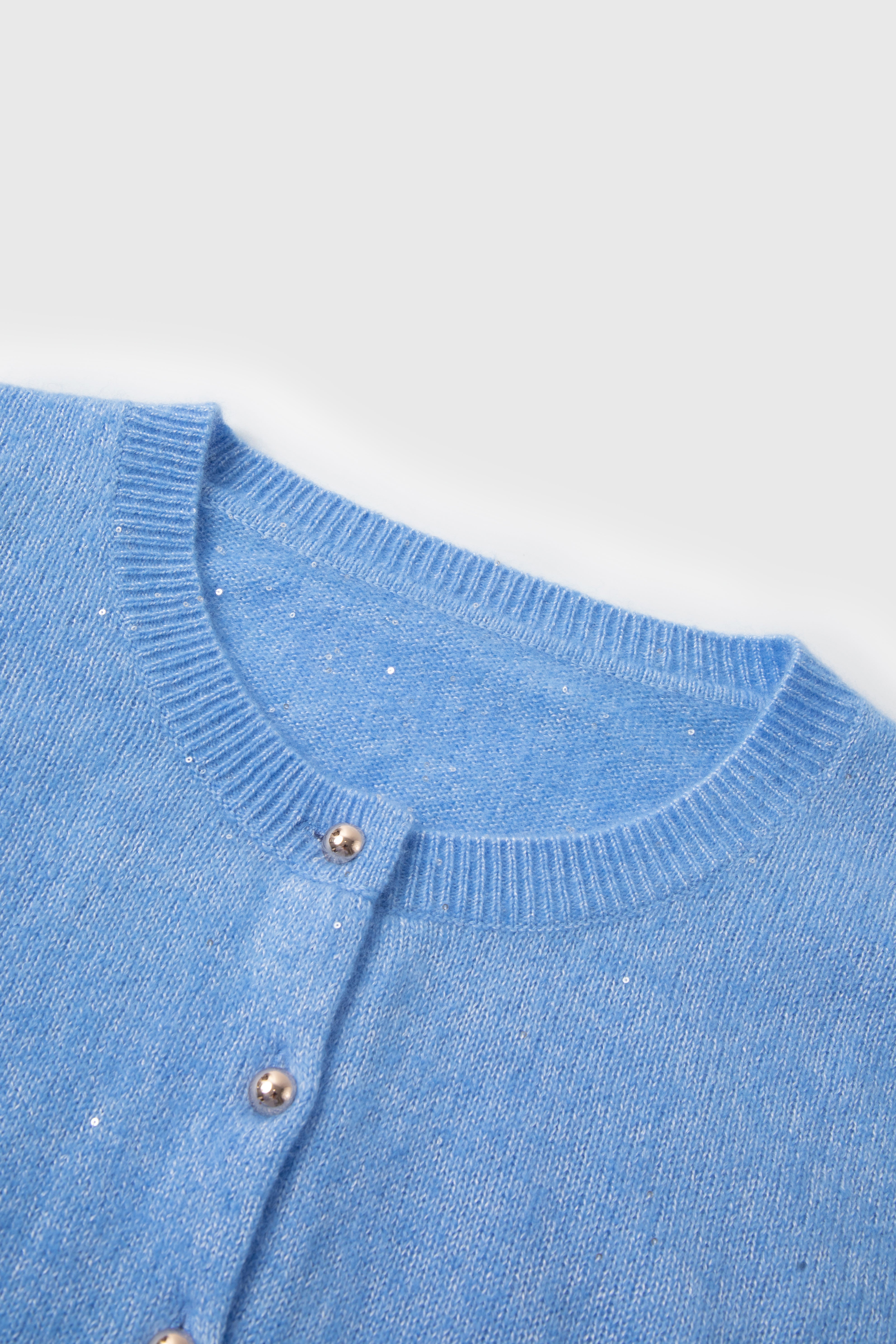 Cashmere-Silk Crewneck Knit Cardigan