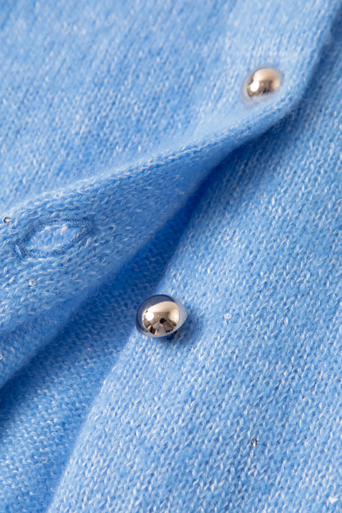 Load image 1 in gallery view. Cashmere-Silk Crewneck Knit Cardigan