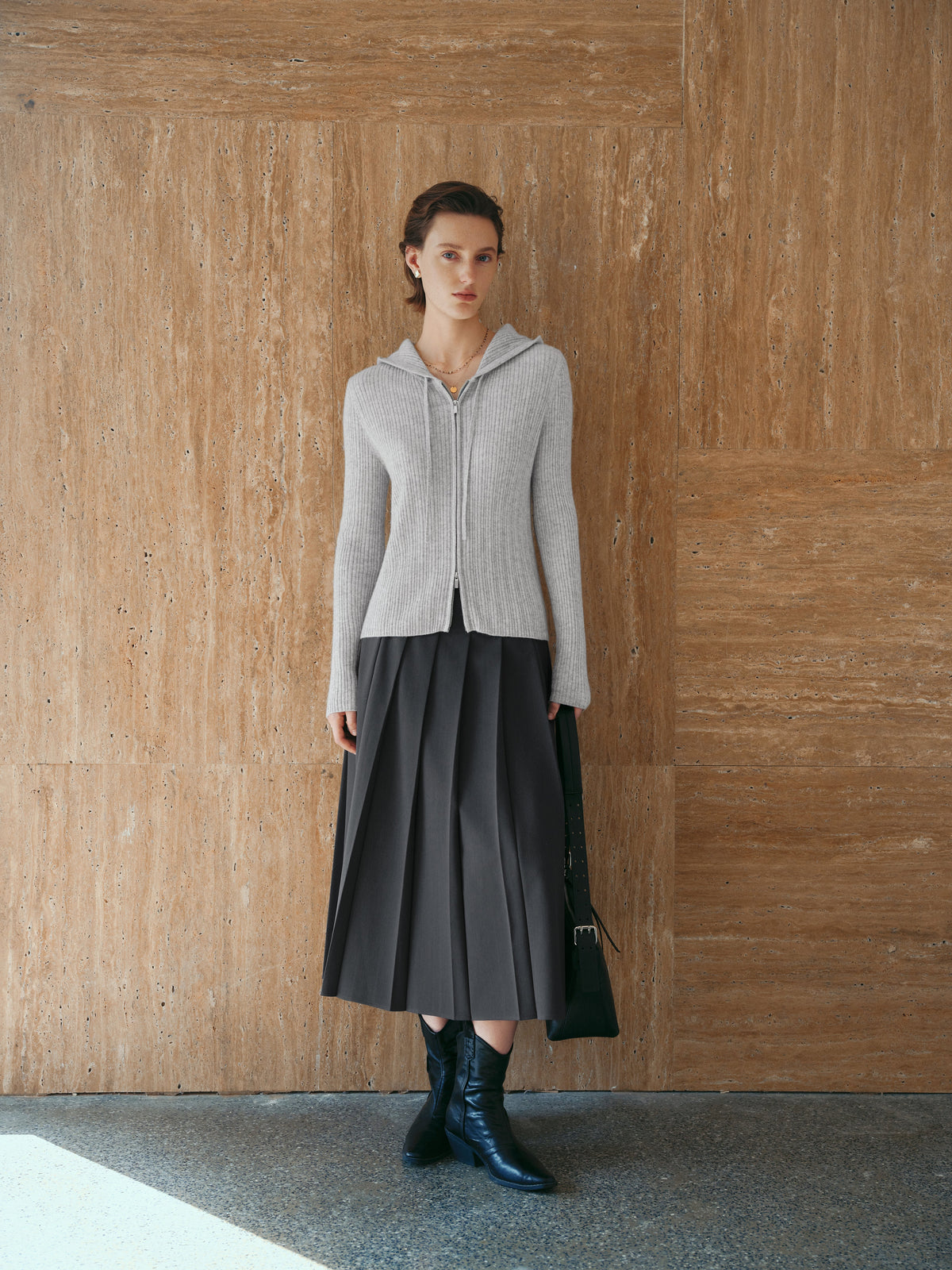 Cashmere Zip-Up Hooded Sweater