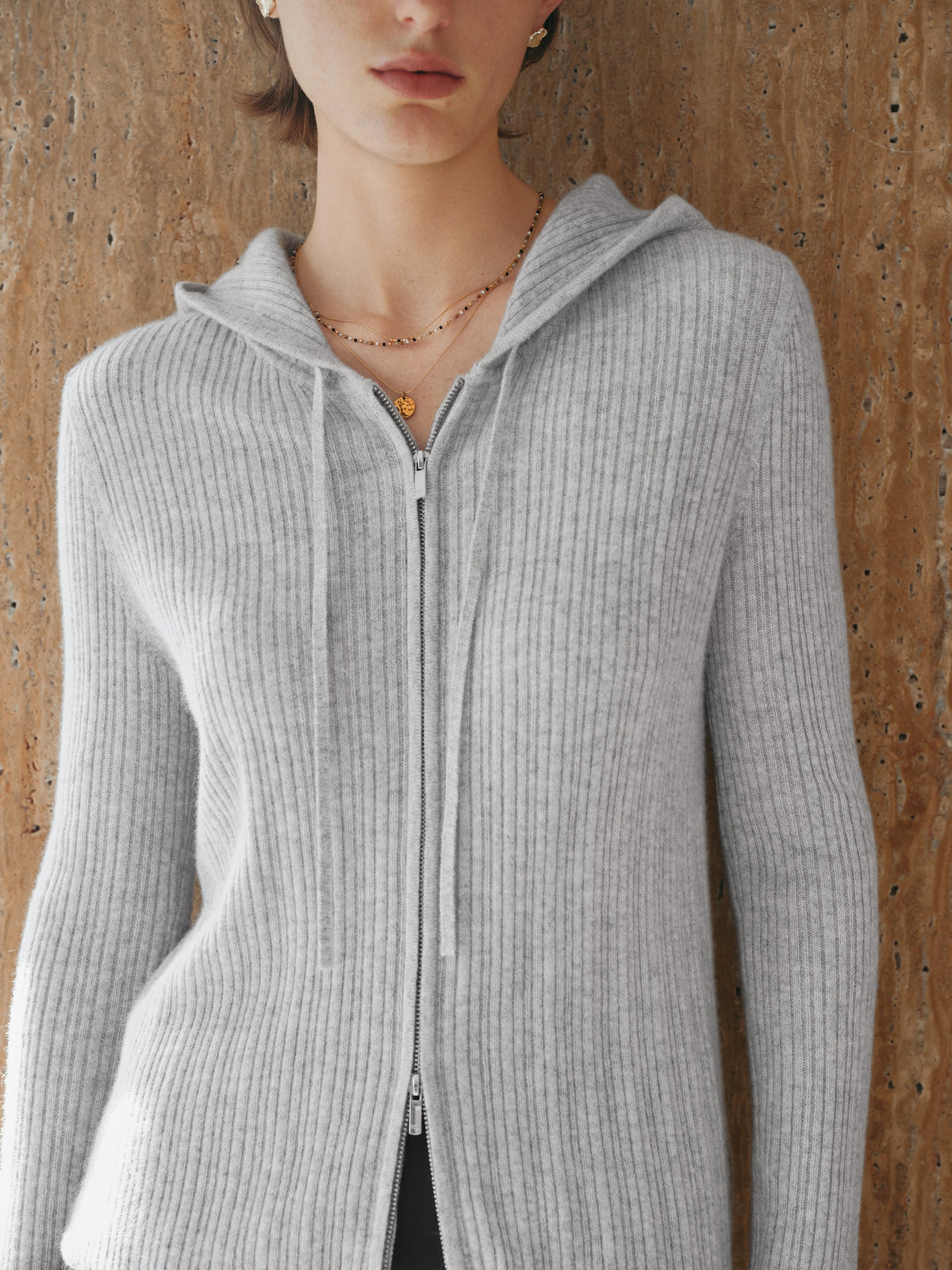 Cashmere Zip-Up Hooded Sweater