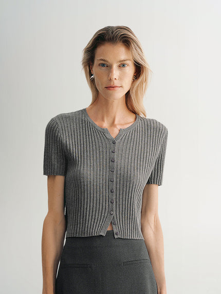 T-shirt gris tricoté