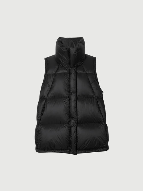 Carica immagine 1 in visualizzazione galleria. Veste sans manches noire à col montant en duvet