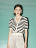 Beige and black striped knit top