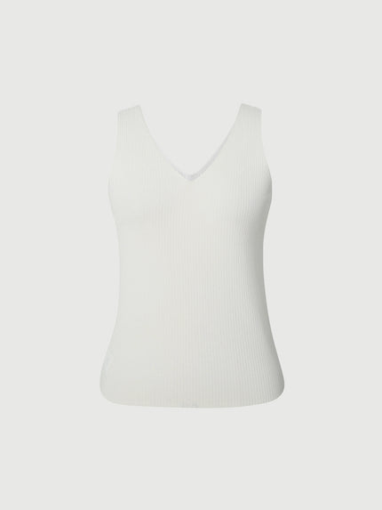 Women's White V Neck Knit Vest 5994230671