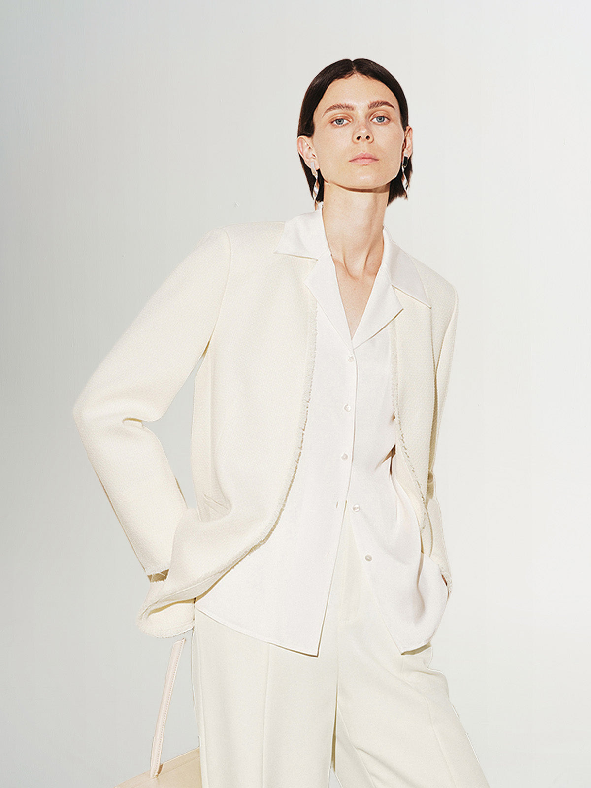 Blazer beige en tweed