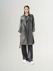 Grey cotton trench coat, double-breasted