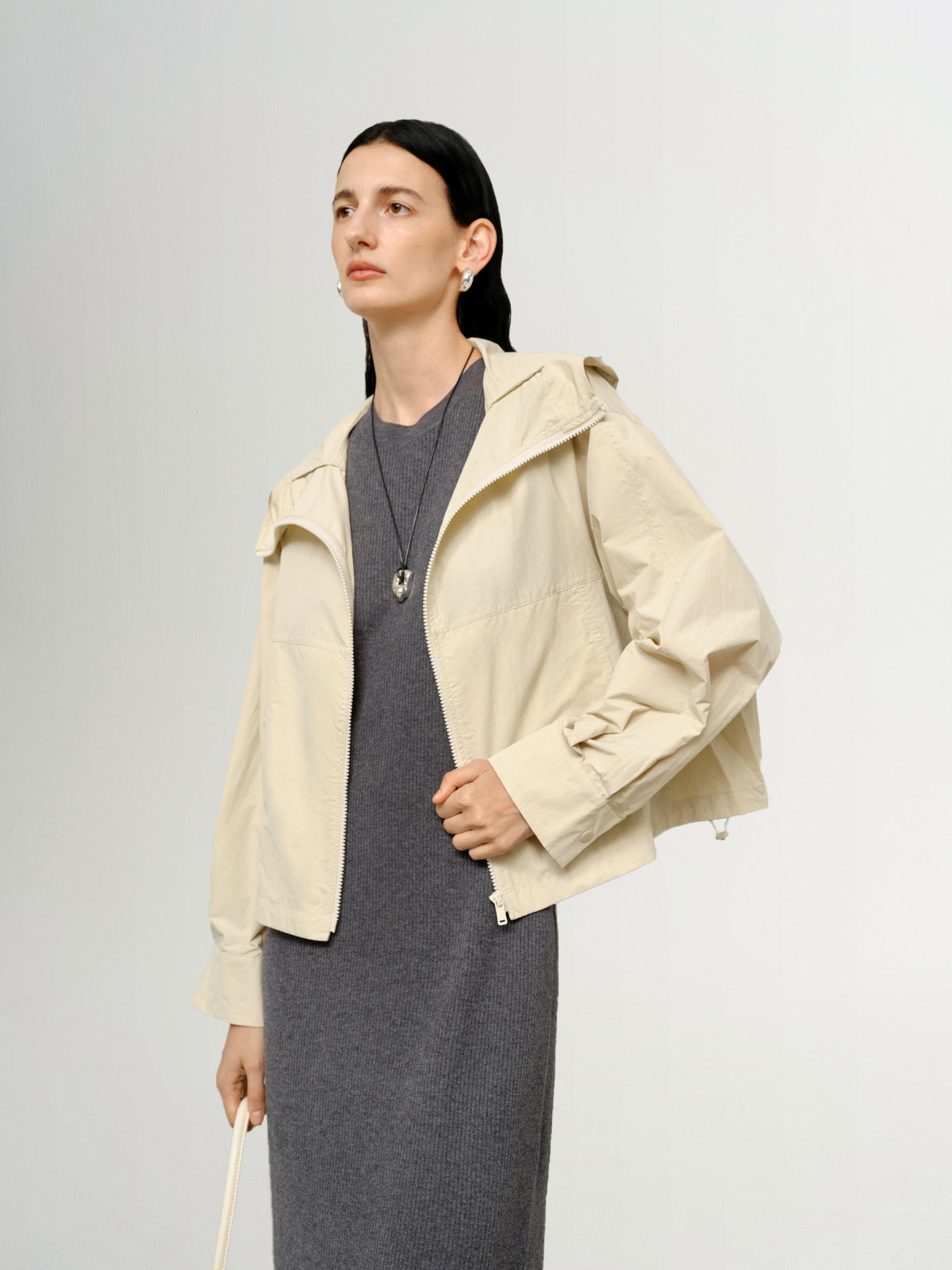 Beige hooded jacket
