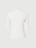 Top en tricot lyocell blanc, col en V, manches mi-longues