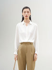 Women's Whit Classic Collar Concealed Placket Long Sleeve Silk Shirt