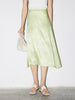 Women's Light Green Floral Clasic Straight Fit Irregular Hem Skirt