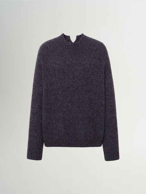 Load image 1 in gallery view. Deep Navy Crewneck Silk-Cashmere Sweater