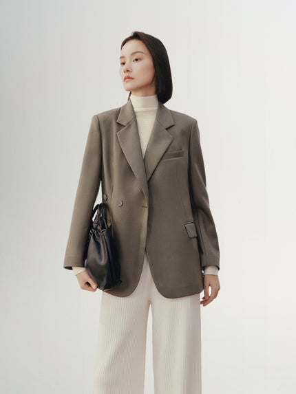 Brown Notch Lapel Blazer