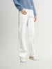 White cotton wide leg denim jeans