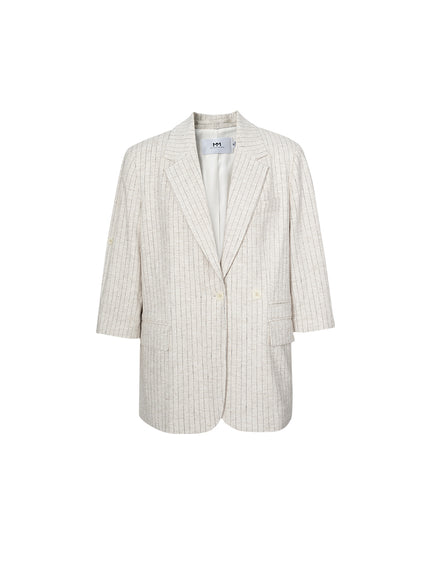 Veste blazer à rayures fines beige clair